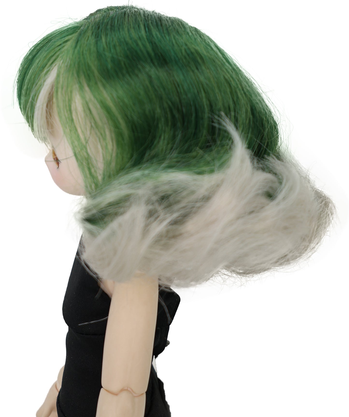 Wigs2you ショートグリーンオンブレドールウィッグ - 5インチ合成毛、JP BJDドール用標準キャップ付き, WD40-034