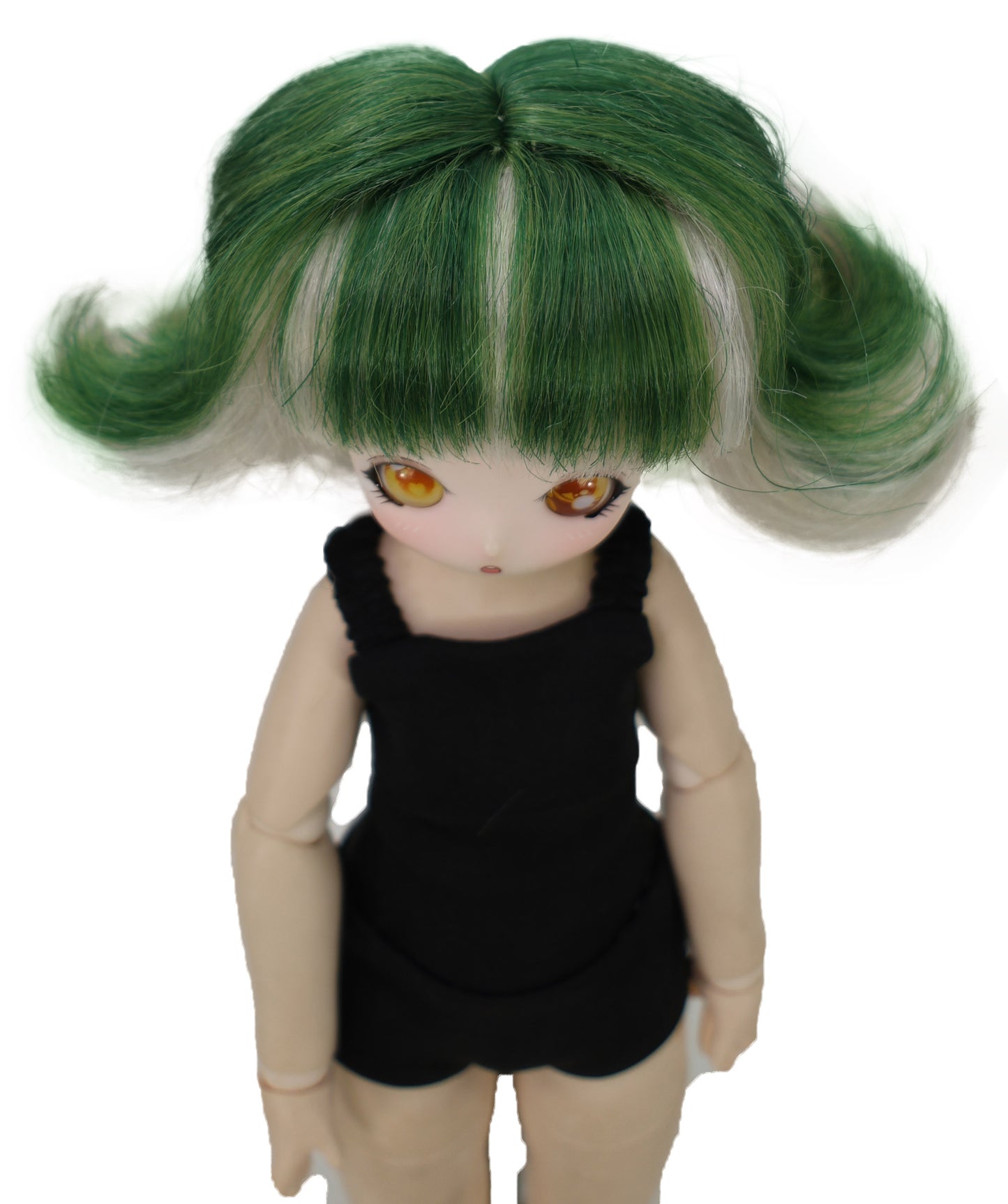 Wigs2you ショートグリーンオンブレドールウィッグ - 5インチ合成毛、JP BJDドール用標準キャップ付き, WD40-034