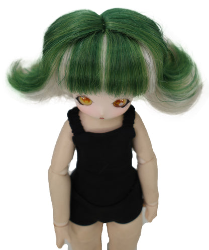 Wigs2you ショートグリーンオンブレドールウィッグ - 5インチ合成毛、JP BJDドール用標準キャップ付き, WD40-034