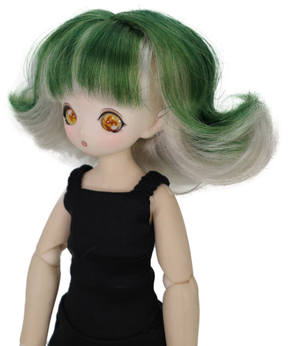 Wigs2you ショートグリーンオンブレドールウィッグ - 5インチ合成毛、JP BJDドール用標準キャップ付き, WD40-034