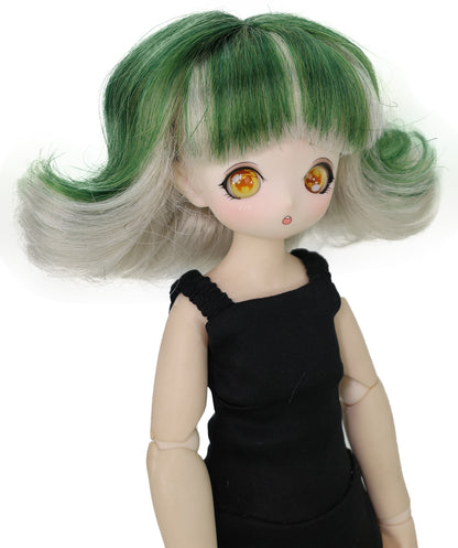Wigs2you ショートグリーンオンブレドールウィッグ - 5インチ合成毛、JP BJDドール用標準キャップ付き, WD40-034