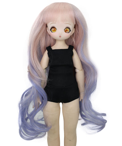 Wigs2you WD40-035 ライトパープルブルーオンブレドールウィッグ - 11インチロングミックスカール人工毛 BJDドール用