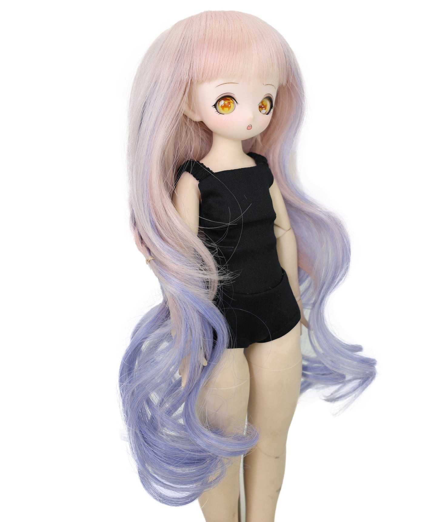 Wigs2you WD40-035 ライトパープルブルーオンブレドールウィッグ - 11インチロングミックスカール人工毛 BJDドール用