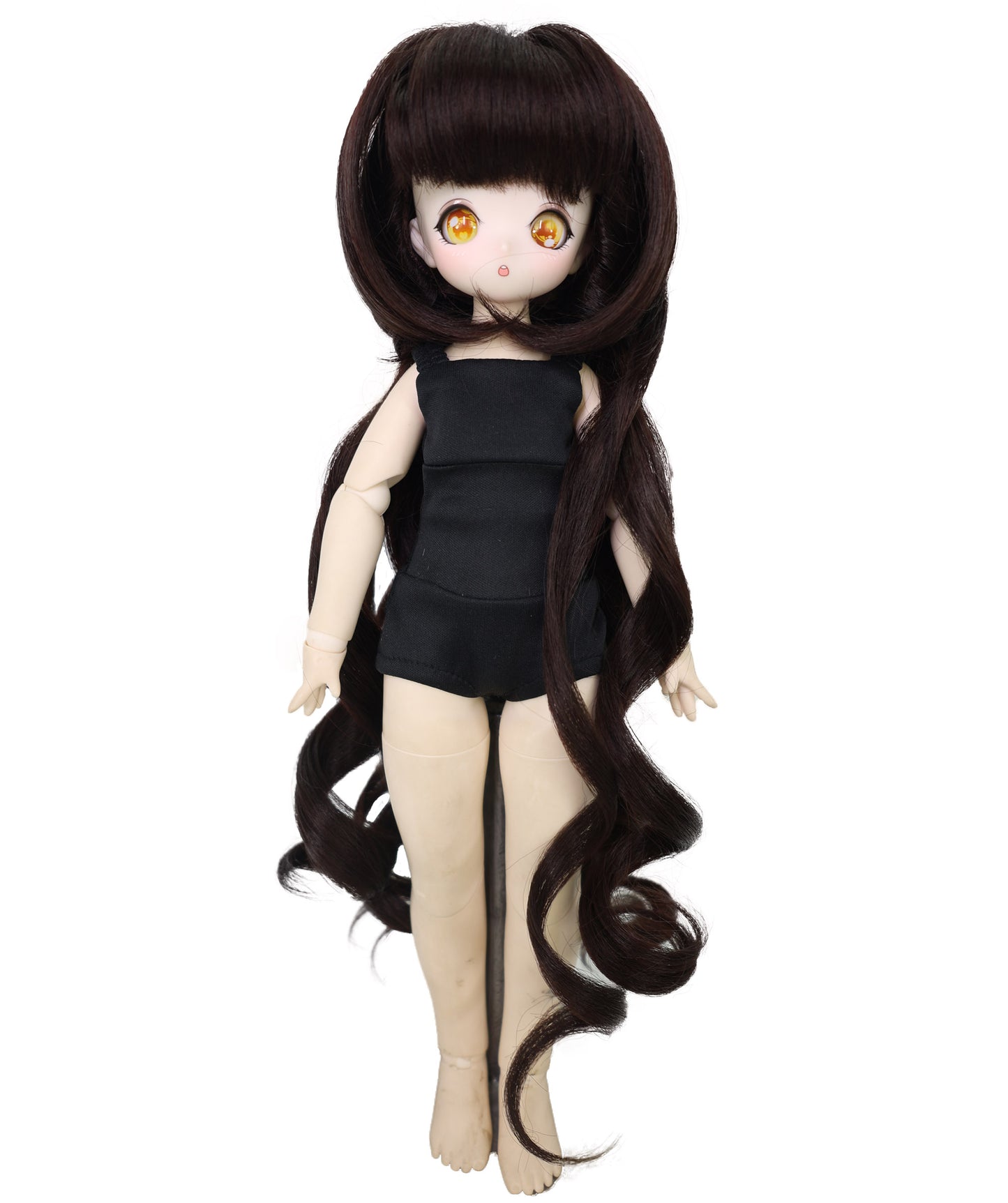 Wigs2you 16インチ ダークブラウン カーリー ドールウィッグ – 耐熱ファイバー入り合成毛、BJDドールやコスプレ用の標準キャップ WD40-039