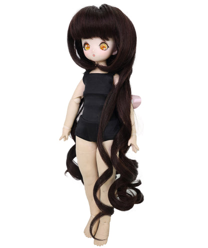 Wigs2you 16インチ ダークブラウン カーリー ドールウィッグ – 耐熱ファイバー入り合成毛、BJDドールやコスプレ用の標準キャップ WD40-039