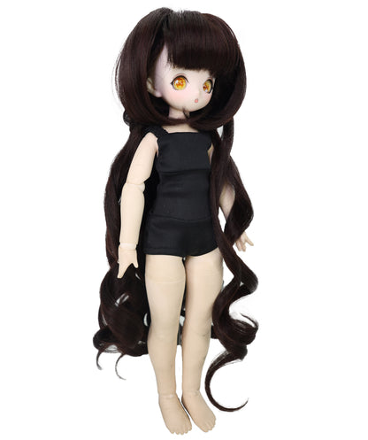 Wigs2you 16インチ ダークブラウン カーリー ドールウィッグ – 耐熱ファイバー入り合成毛、BJDドールやコスプレ用の標準キャップ WD40-039