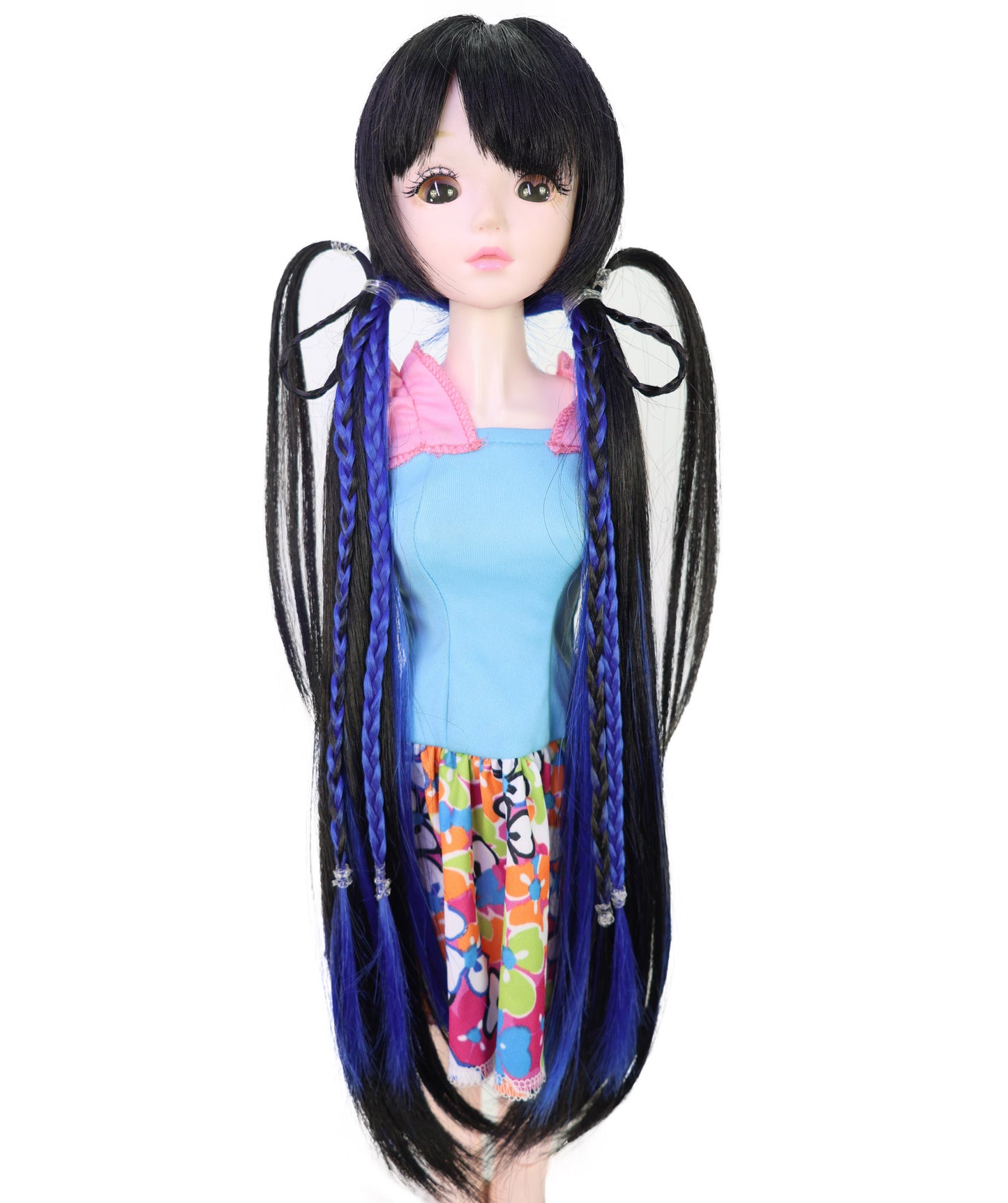 Wigs2you WD40-043 ドールウィッグ「10インチ」ブラックブルー JP BJDドール用ウィッグ – 耐熱合成繊維、標準キャップ付き（ディスプレイ＆コスプレ用）  "