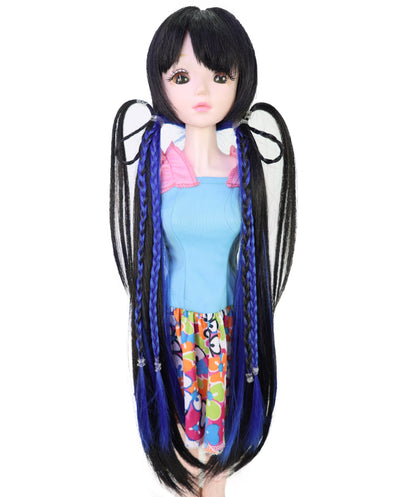 Wigs2you WD40-043 ドールウィッグ「10インチ」ブラックブルー JP BJDドール用ウィッグ – 耐熱合成繊維、標準キャップ付き（ディスプレイ＆コスプレ用）  "