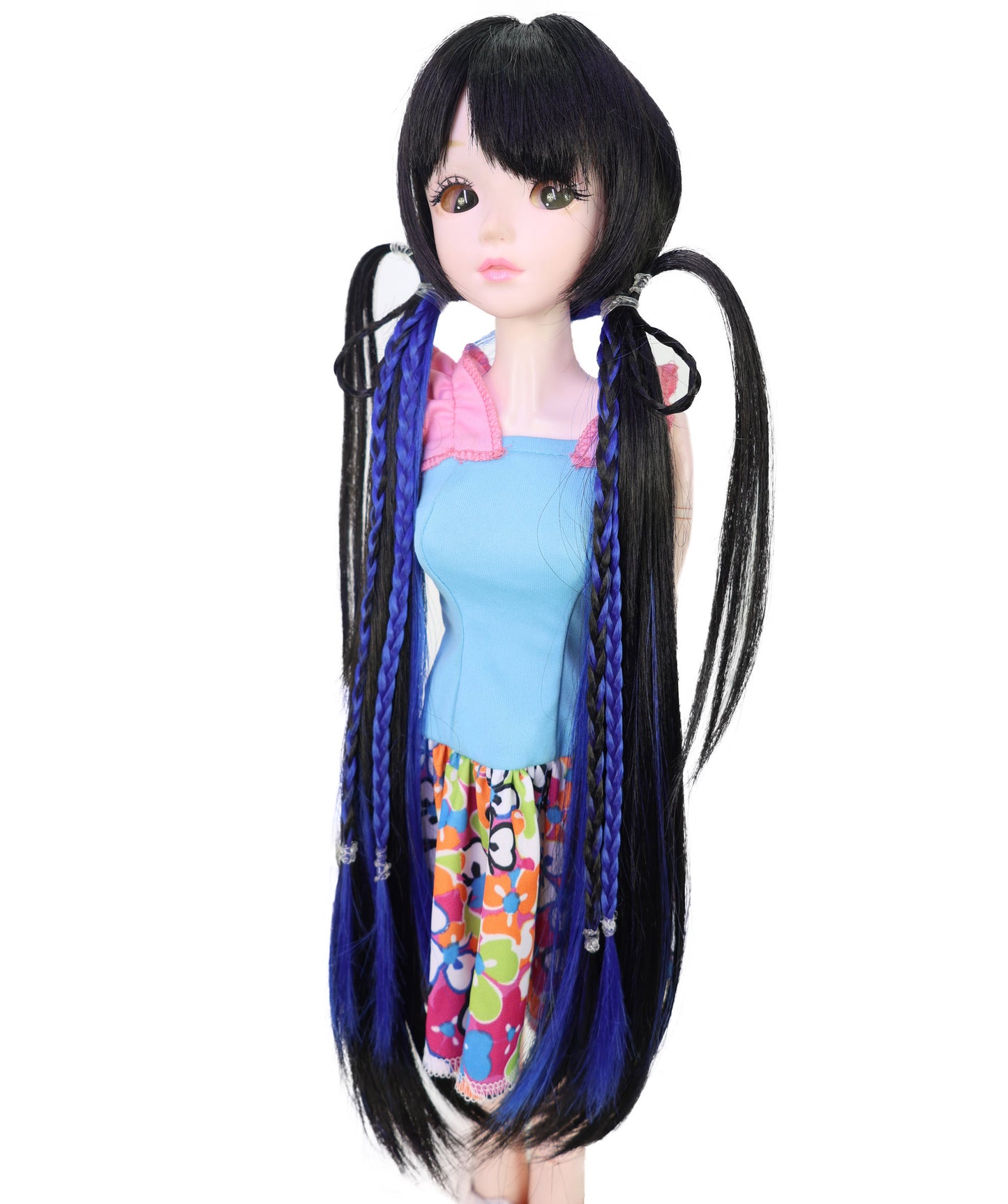 Wigs2you WD40-043 ドールウィッグ「10インチ」ブラックブルー JP BJDドール用ウィッグ – 耐熱合成繊維、標準キャップ付き（ディスプレイ＆コスプレ用）  "