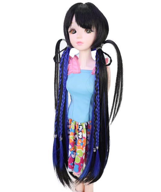 Wigs2you WD40-043 ドールウィッグ「10インチ」ブラックブルー JP BJDドール用ウィッグ – 耐熱合成繊維、標準キャップ付き（ディスプレイ＆コスプレ用）  "