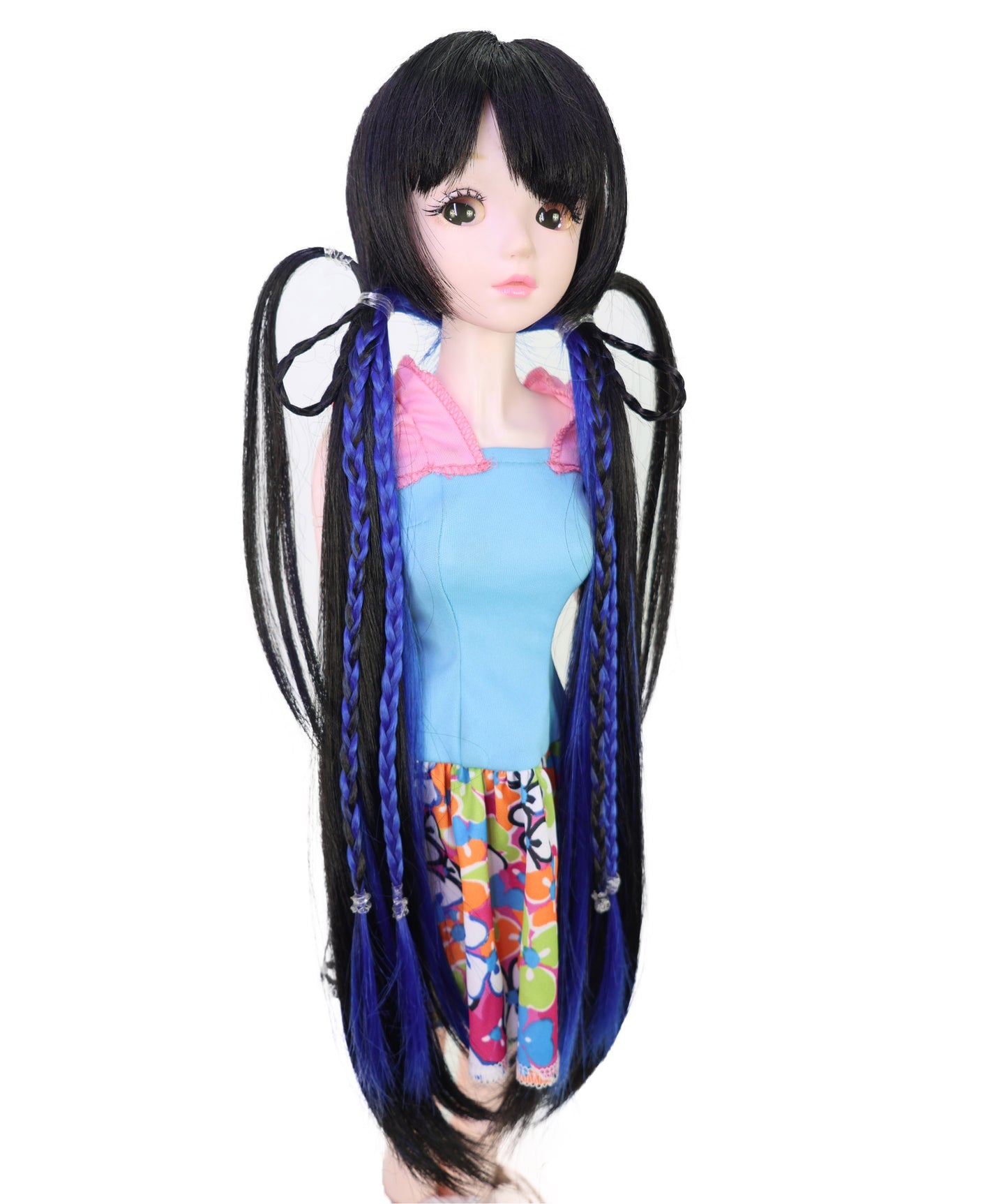 Wigs2you WD40-043 ドールウィッグ「10インチ」ブラックブルー JP BJDドール用ウィッグ – 耐熱合成繊維、標準キャップ付き（ディスプレイ＆コスプレ用）  "
