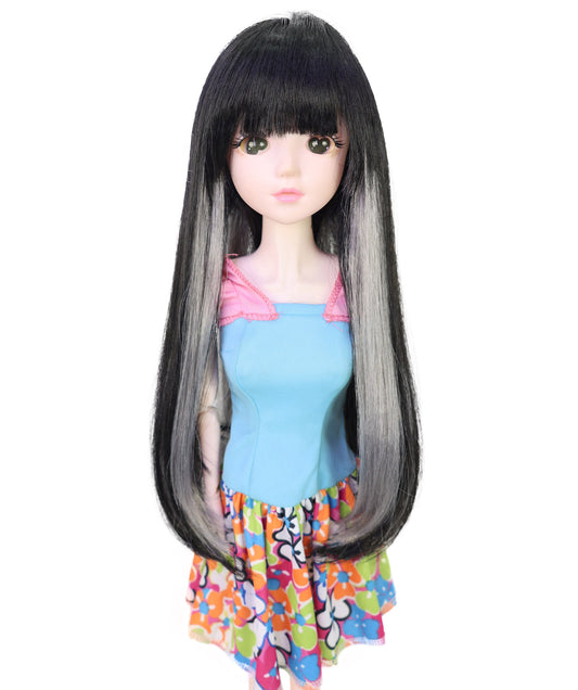 Wigs2you WD40-045 ブラック/グレー JP BJDドール用ウィッグ – 14インチ 耐熱合成繊維 標準キャップ付き コスプレドール用  "