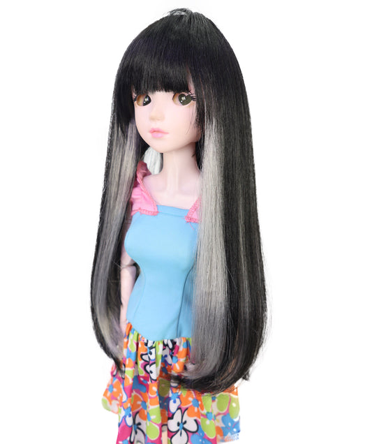 Wigs2you WD40-045 ブラック/グレー JP BJDドール用ウィッグ – 14インチ 耐熱合成繊維 標準キャップ付き コスプレドール用  "