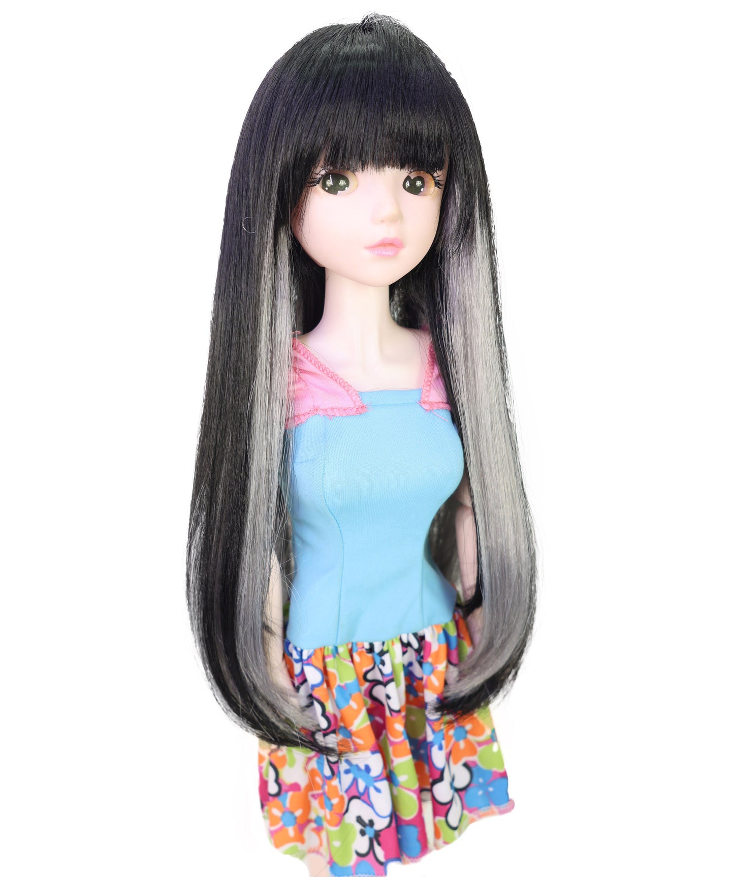 Wigs2you WD40-045 ブラック/グレー JP BJDドール用ウィッグ – 14インチ 耐熱合成繊維 標準キャップ付き コスプレドール用  "