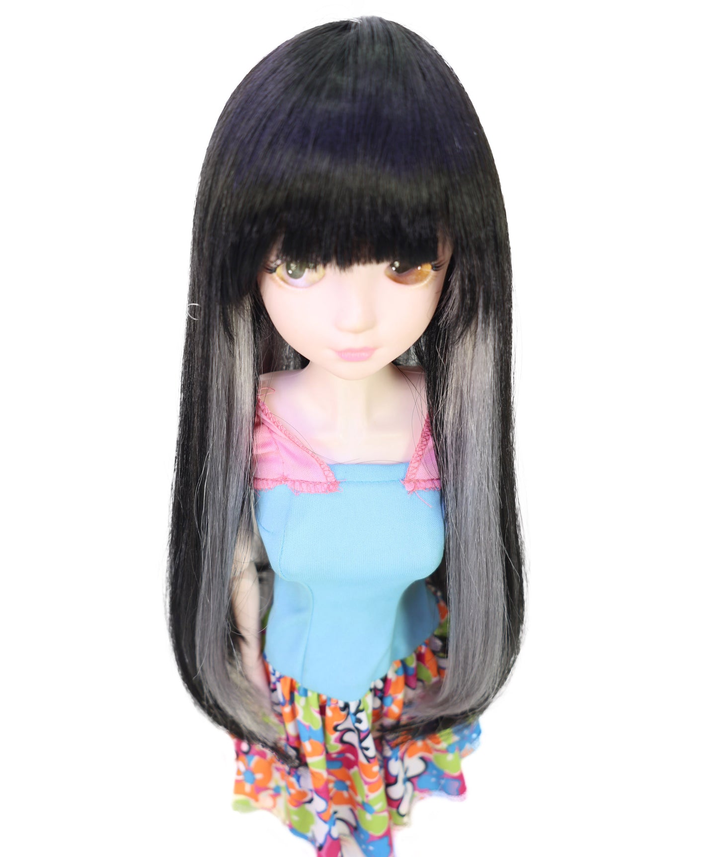 Wigs2you WD40-045 ブラック/グレー JP BJDドール用ウィッグ – 14インチ 耐熱合成繊維 標準キャップ付き コスプレドール用  "