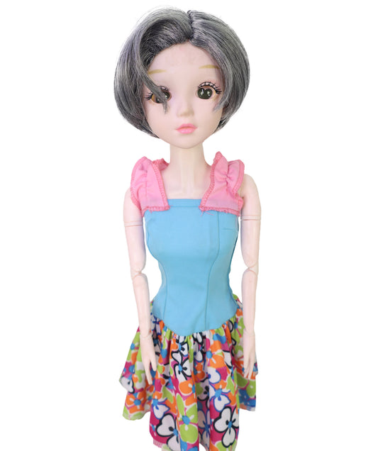 Wigs2you WD40-047 ドールウィッグ！「4インチ」ダークグレー合成繊維ドールウィッグ（BJD用） – 耐熱・難燃性標準キャップ付き（コレクター向け）  "