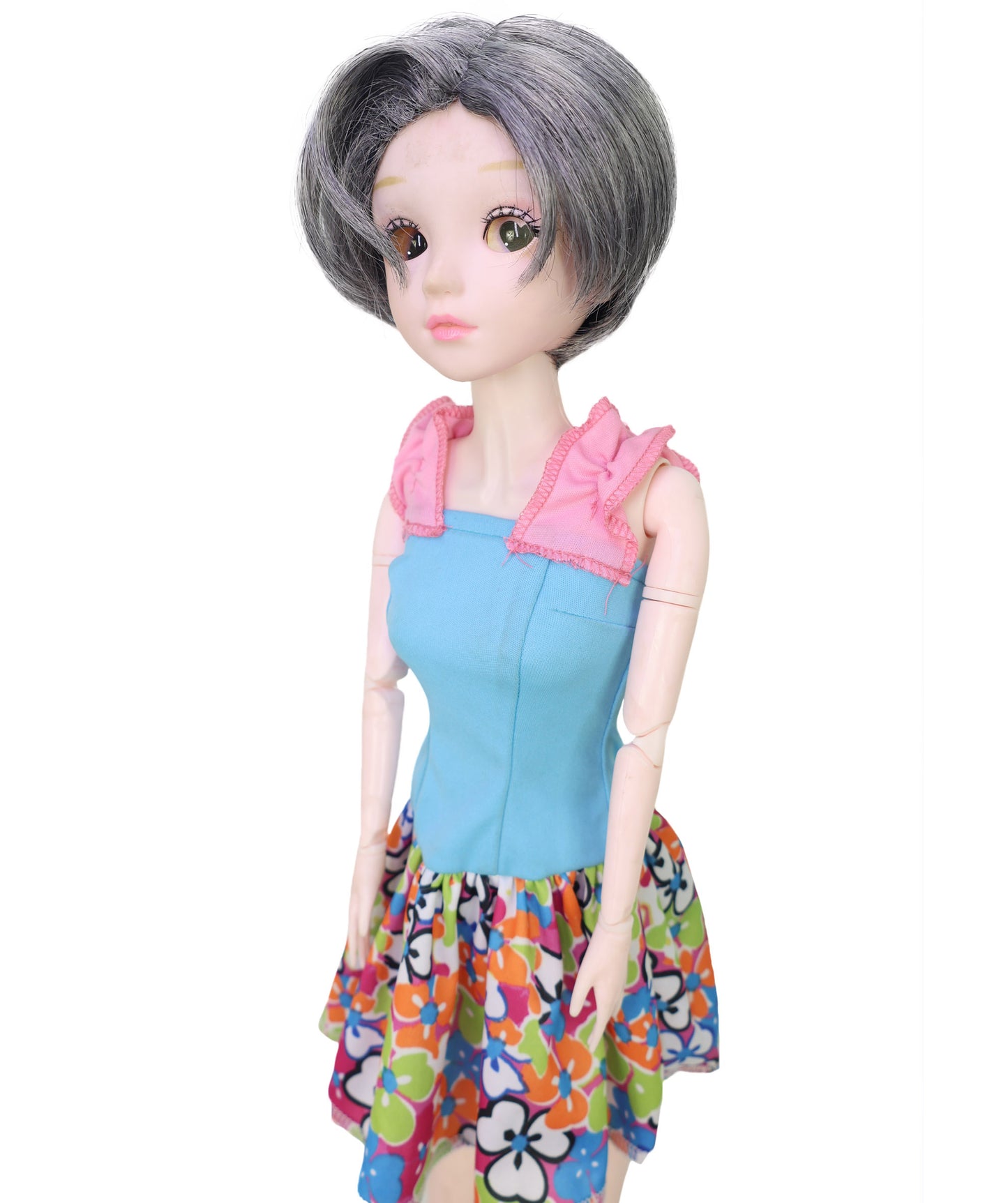 Wigs2you WD40-047 ドールウィッグ！「4インチ」ダークグレー合成繊維ドールウィッグ（BJD用） – 耐熱・難燃性標準キャップ付き（コレクター向け）  "