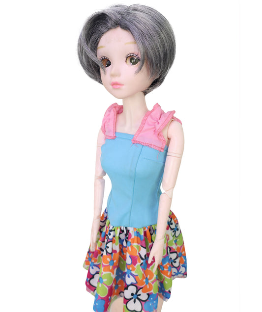 Wigs2you WD40-047 ドールウィッグ！「4インチ」ダークグレー合成繊維ドールウィッグ（BJD用） – 耐熱・難燃性標準キャップ付き（コレクター向け）  "