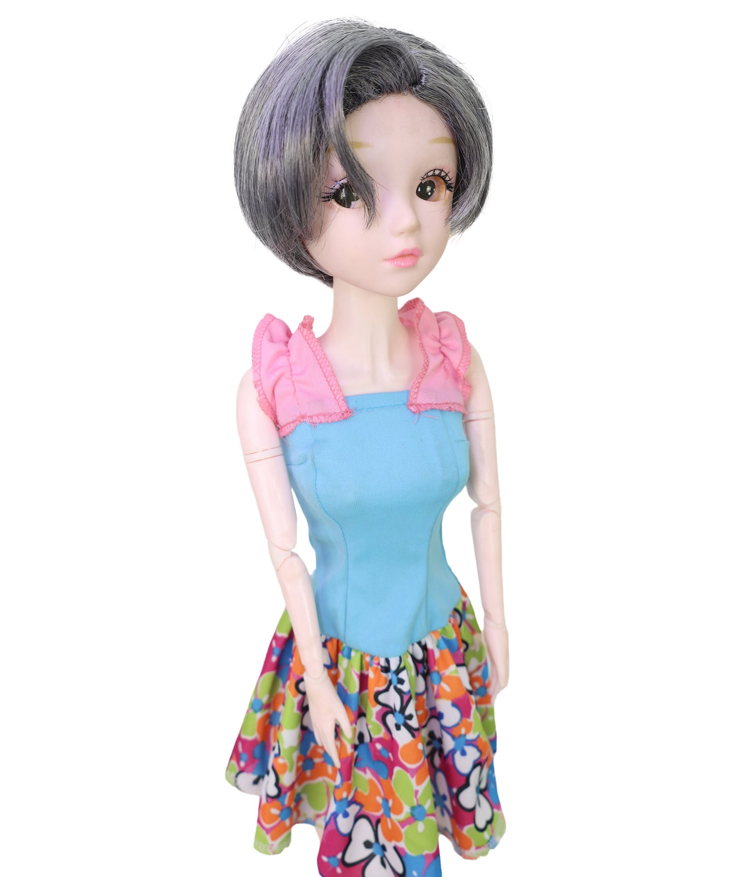 Wigs2you WD40-047 ドールウィッグ！「4インチ」ダークグレー合成繊維ドールウィッグ（BJD用） – 耐熱・難燃性標準キャップ付き（コレクター向け）  "