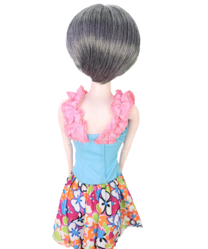 Wigs2you WD40-047 ドールウィッグ！「4インチ」ダークグレー合成繊維ドールウィッグ（BJD用） – 耐熱・難燃性標準キャップ付き（コレクター向け）  "