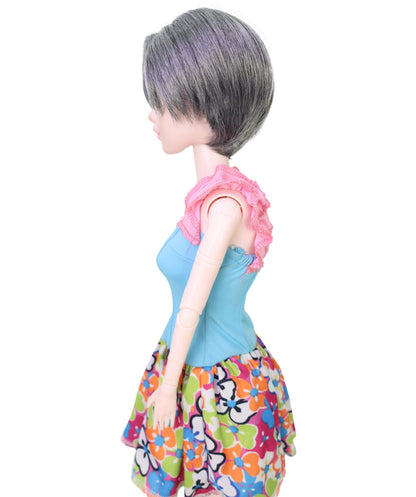 Wigs2you WD40-047 ドールウィッグ！「4インチ」ダークグレー合成繊維ドールウィッグ（BJD用） – 耐熱・難燃性標準キャップ付き（コレクター向け）  "