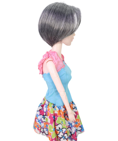 Wigs2you WD40-047 ドールウィッグ！「4インチ」ダークグレー合成繊維ドールウィッグ（BJD用） – 耐熱・難燃性標準キャップ付き（コレクター向け）  "