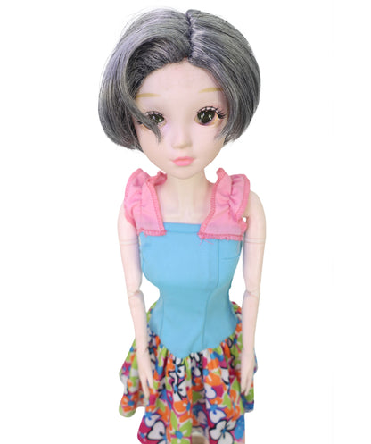 Wigs2you WD40-047 ドールウィッグ！「4インチ」ダークグレー合成繊維ドールウィッグ（BJD用） – 耐熱・難燃性標準キャップ付き（コレクター向け）  "