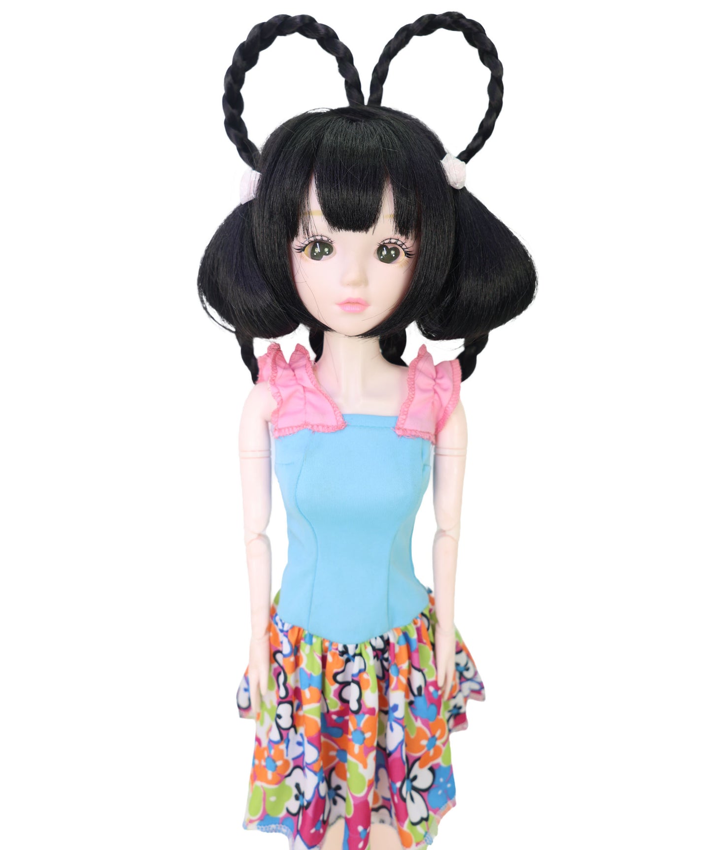 Wigs2you WD40-048 ドールウィッグ！8インチ ブラック ドールウィッグ ループ状のお団子ヘア 難燃性合成繊維製ヘアピース  "