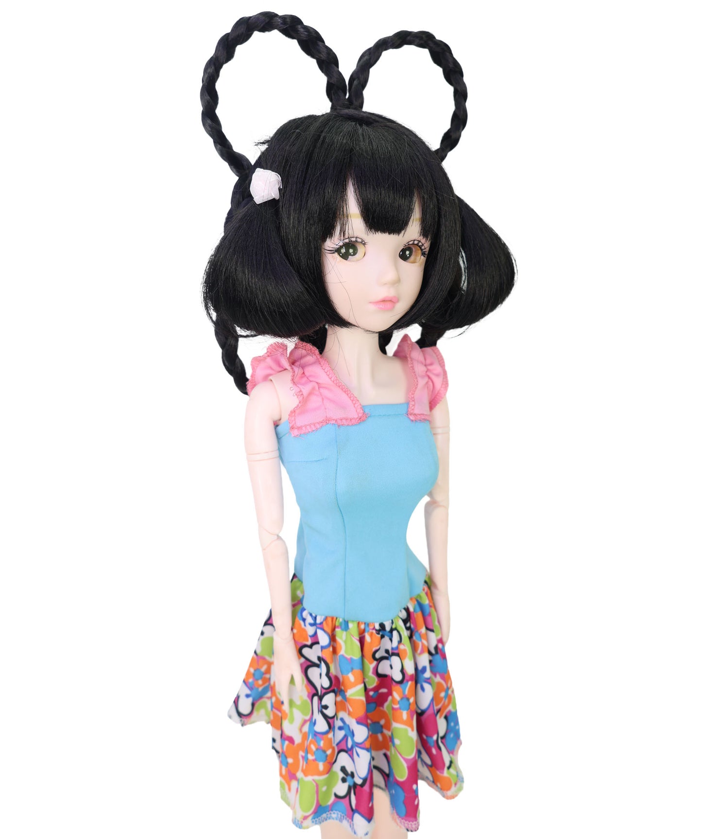 Wigs2you WD40-048 ドールウィッグ！8インチ ブラック ドールウィッグ ループ状のお団子ヘア 難燃性合成繊維製ヘアピース  "