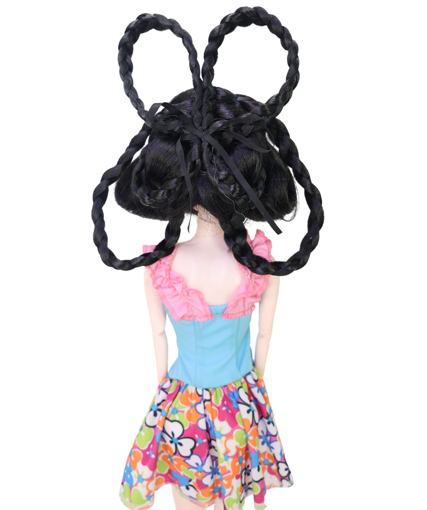 Wigs2you WD40-048 ドールウィッグ！8インチ ブラック ドールウィッグ ループ状のお団子ヘア 難燃性合成繊維製ヘアピース  "
