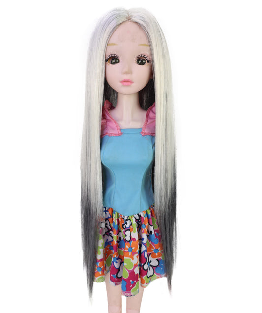Wigs2you WD40-049 ドールウィッグ！18インチ（約46cm）ロングドールウィッグ、ホワイトグレー、ストレート、難燃性合成繊維ウィッグ  "
