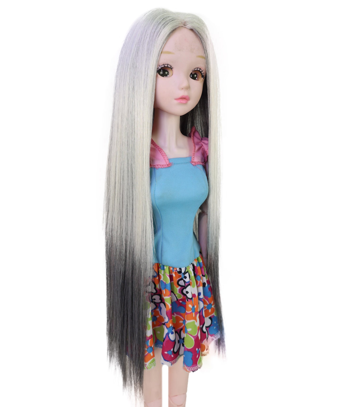 Wigs2you WD40-049 ドールウィッグ！18インチ（約46cm）ロングドールウィッグ、ホワイトグレー、ストレート、難燃性合成繊維ウィッグ  "