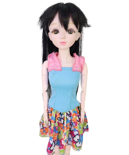 Wigs2you WD40-050 ドールウィッグ！13インチ レイヤードドールウィッグ ブラック＆ホワイト チョッピーアニメスタイル ヘアピース 難燃性ファイバーヘア使用  "
