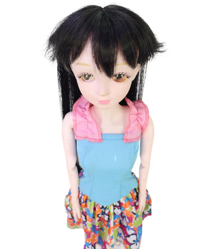 Wigs2you WD40-050 ドールウィッグ！13インチ レイヤードドールウィッグ ブラック＆ホワイト チョッピーアニメスタイル ヘアピース 難燃性ファイバーヘア使用  "