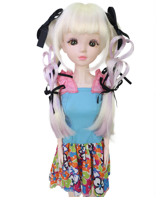 Wigs2you WD40-051 ドール用ウィッグ！9インチ ホワイト ドール用ウィッグ ツインテールスタイル 難燃性合成繊維製 ミニチュアドール用ヘアピース