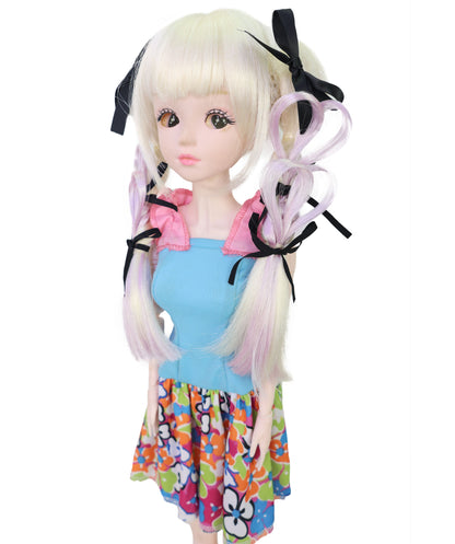 Wigs2you WD40-051 ドール用ウィッグ！9インチ ホワイト ドール用ウィッグ ツインテールスタイル 難燃性合成繊維製 ミニチュアドール用ヘアピース