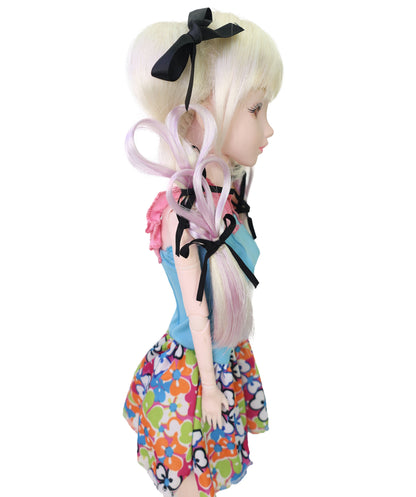 Wigs2you WD40-051 ドール用ウィッグ！9インチ ホワイト ドール用ウィッグ ツインテールスタイル 難燃性合成繊維製 ミニチュアドール用ヘアピース