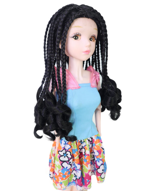 Wigs2you WD40-053 Doll wig!  10インチ編み込み人形用ウィッグ、黒色、難燃性合成繊維製ヘアピース、ミニチュアフィギュアのスタイリング用
