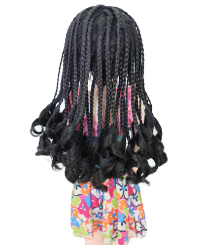 Wigs2you WD40-053 10インチ編み込み人形用ウィッグ、黒色、難燃性合成繊維製ヘアピース、ミニチュアフィギュアのスタイリング用