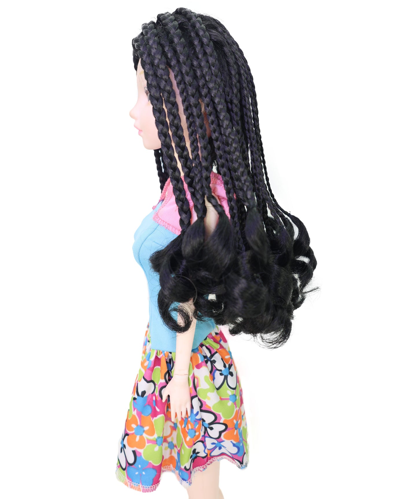 Wigs2you WD40-053 10インチ編み込み人形用ウィッグ、黒色、難燃性合成繊維製ヘアピース、ミニチュアフィギュアのスタイリング用