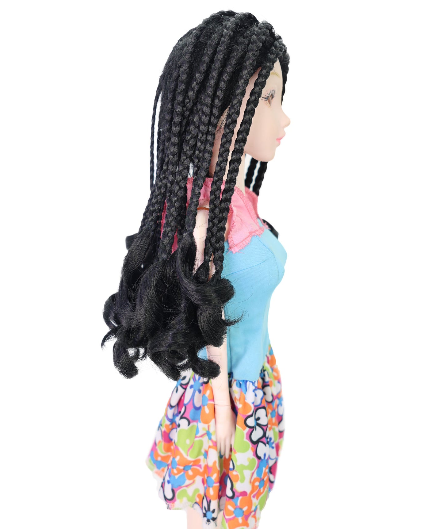 Wigs2you WD40-053 10インチ編み込み人形用ウィッグ、黒色、難燃性合成繊維製ヘアピース、ミニチュアフィギュアのスタイリング用
