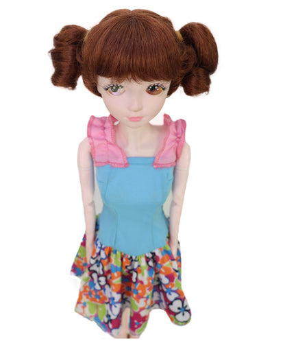 Wigs2you WD40-056 ドール用ウィッグ！4インチ（約10cm）プレイドール用ウィッグ、赤みがかった茶色のツインテール、難燃性合成繊維製ヘアピース（ドールスタイリング用）  "