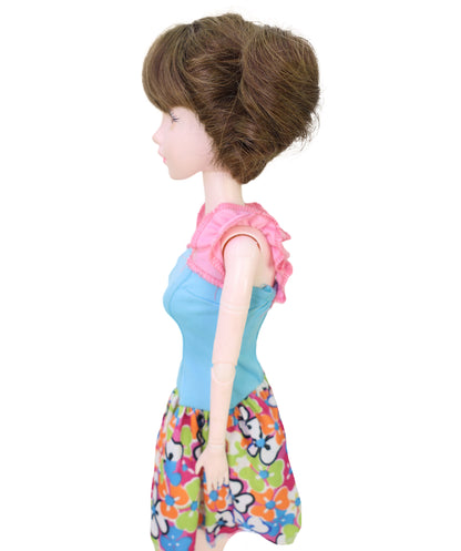 Wigs2you WD40-057 人毛ドールウィッグ！4インチ（約10cm）プレイドールウィッグ、赤みがかった茶色、難燃性人毛、調節可能なキャップレスフィット  "