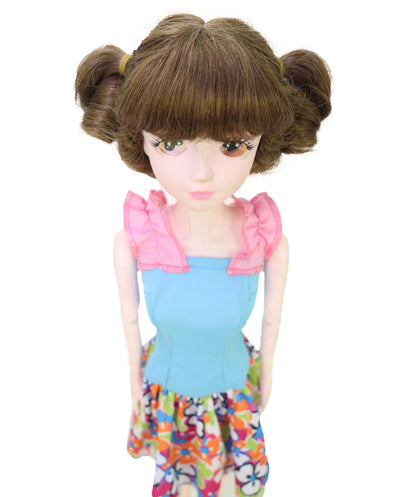 Wigs2you WD40-057 人毛ドールウィッグ！4インチ（約10cm）プレイドールウィッグ、赤みがかった茶色、難燃性人毛、調節可能なキャップレスフィット  "