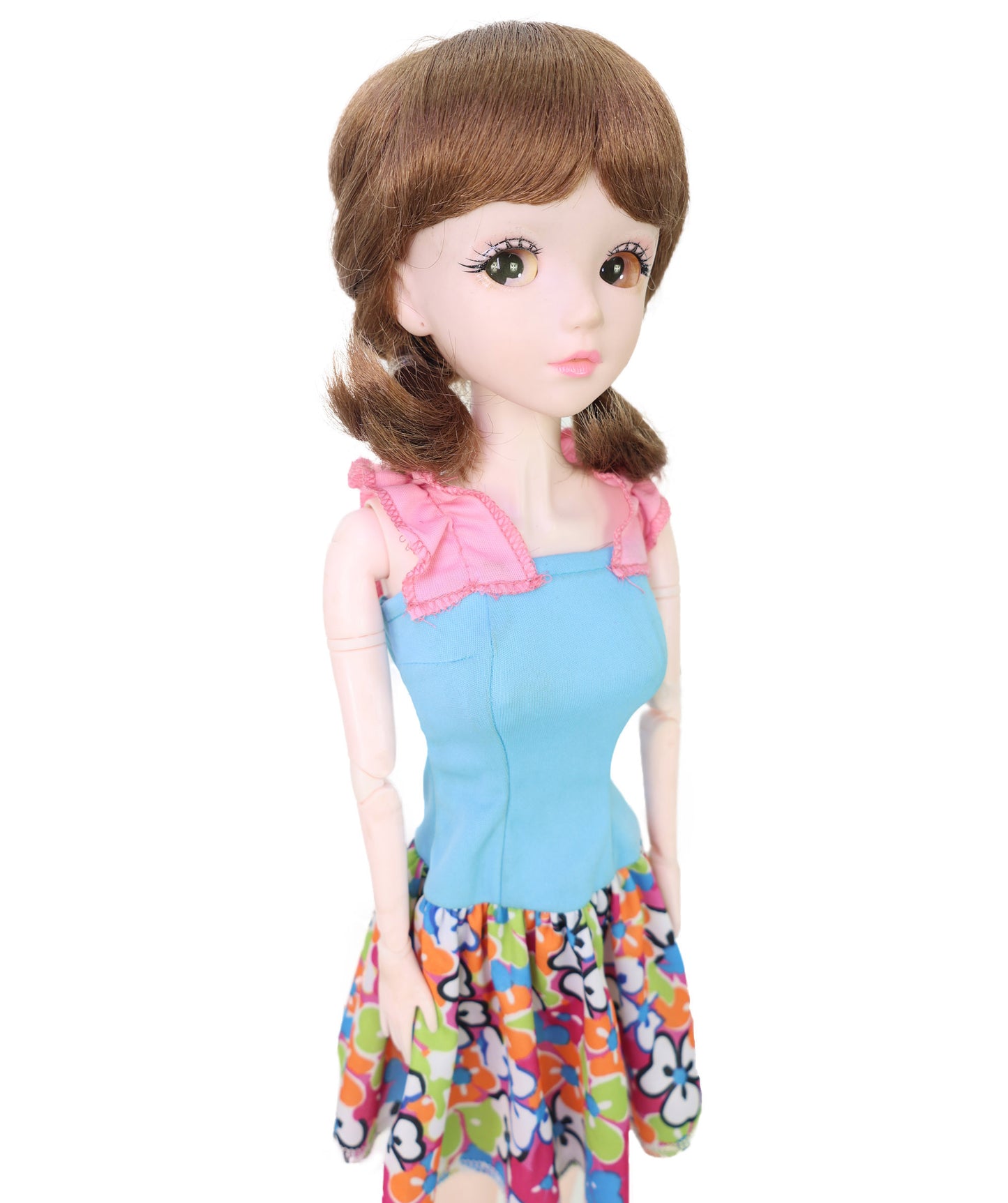 Wigs2you WD40-058 人形用ウィッグ、5インチ プレイ人形用ウィッグ ブラウン 難燃性合成毛 前髪付き 調節可能なキャップレスフィット