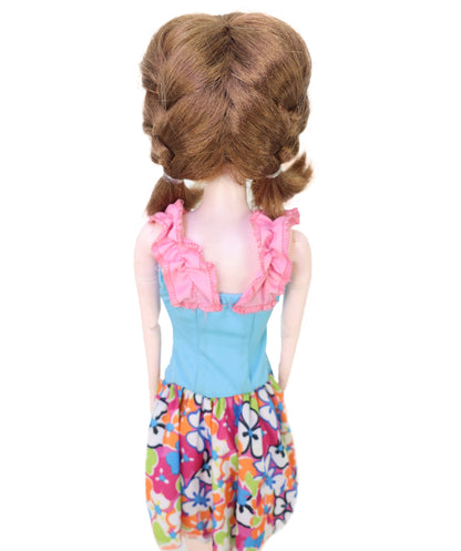 Wigs2you WD40-058 人形用ウィッグ、5インチ プレイ人形用ウィッグ ブラウン 難燃性合成毛 前髪付き 調節可能なキャップレスフィット