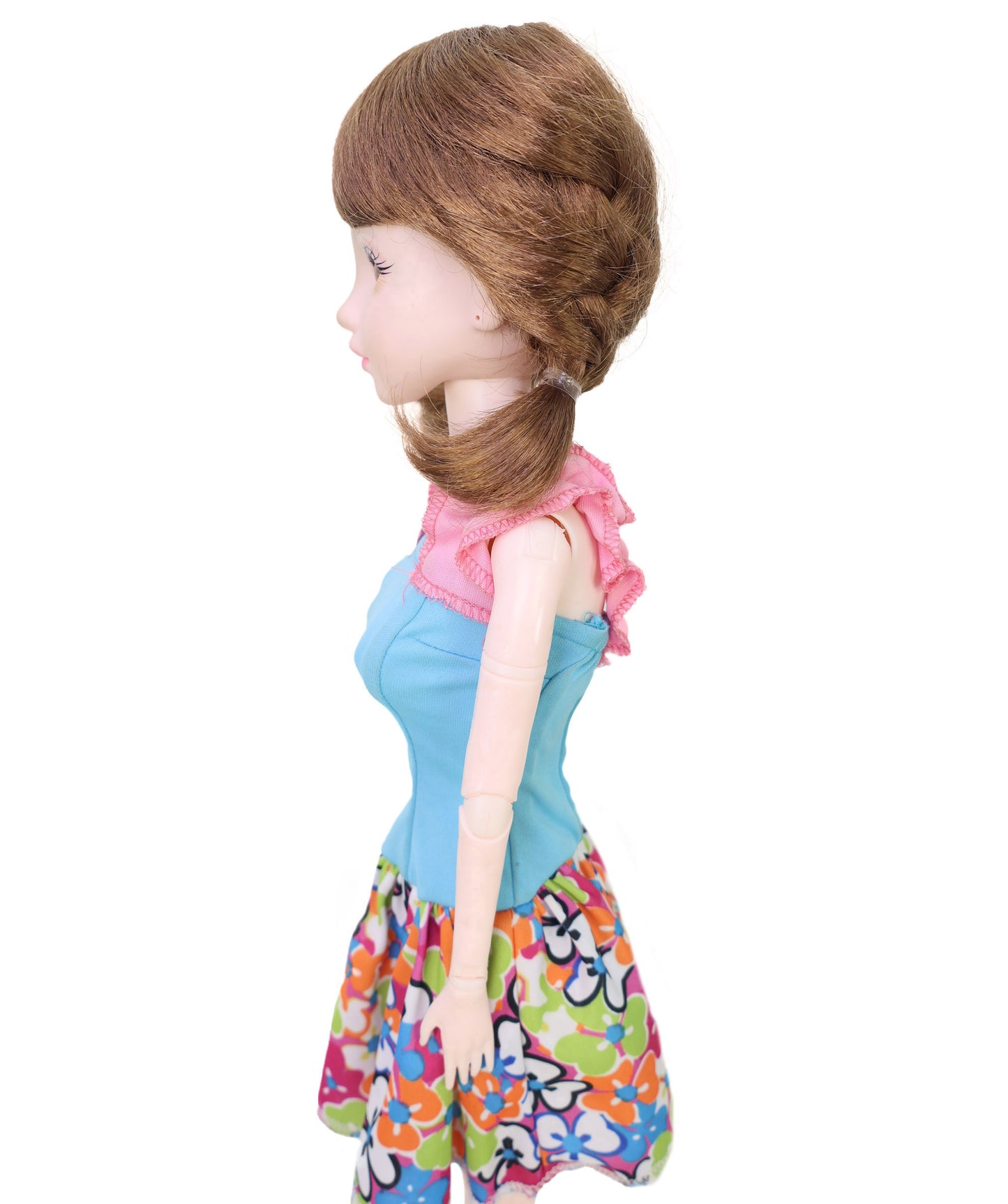 Wigs2you WD40-058 人形用ウィッグ、5インチ プレイ人形用ウィッグ ブラウン 難燃性合成毛 前髪付き 調節可能なキャップレスフィット