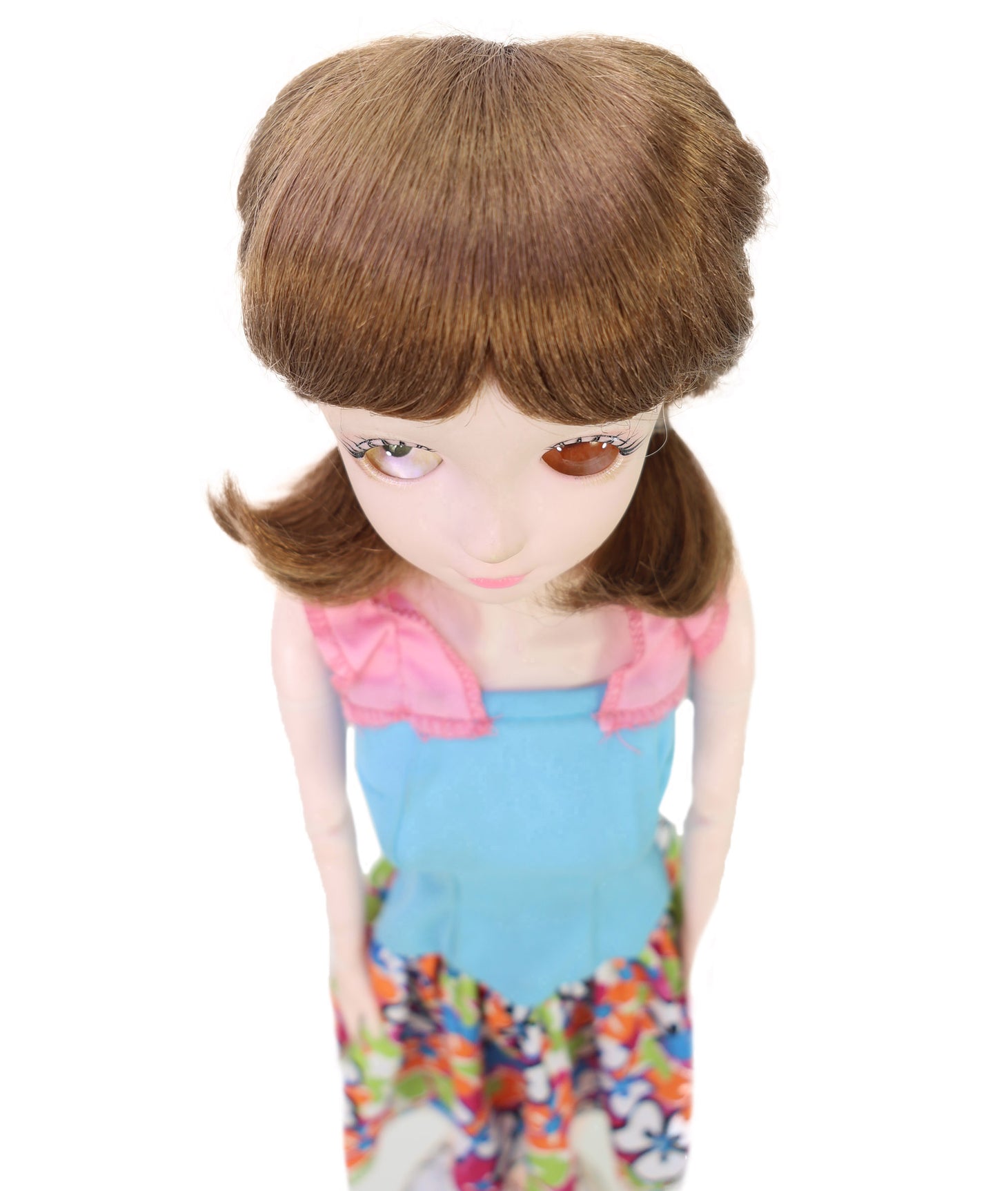 Wigs2you WD40-058 人形用ウィッグ、5インチ プレイ人形用ウィッグ ブラウン 難燃性合成毛 前髪付き 調節可能なキャップレスフィット