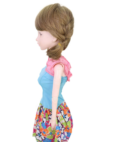 Wigs2you WD40-059 人毛ドールウィッグ、5インチ（約12.7cm）プレイドールウィッグ、ブラウン、難燃性人毛、調節可能なキャップレスフィット  "