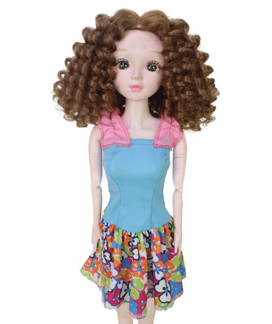 Wigs2you WD40-061 カーリードールウィッグ ライトブラウン、6インチ 難燃性合成繊維、調節可能なキャップレスフィット  "
